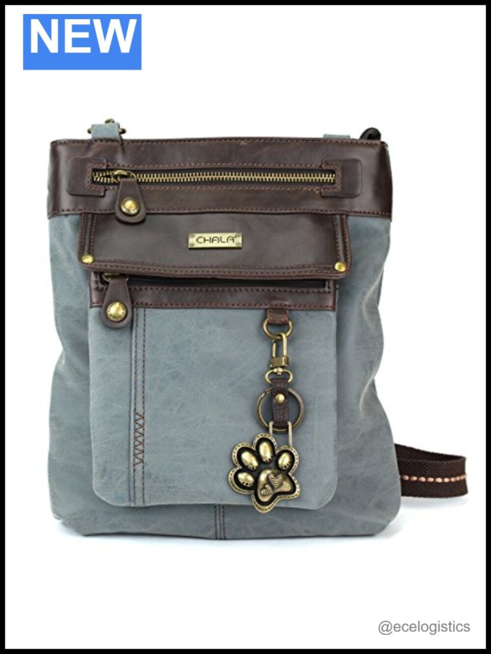 Canvas Messenger Crossbody Bag with Detachable Pouch